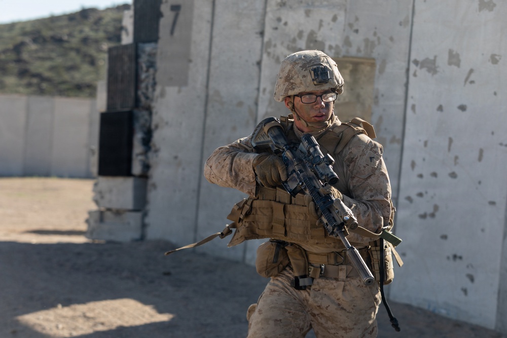 U.S. Marines with 3rd Bn., 7th Marines execute dry-fire event during SLTE