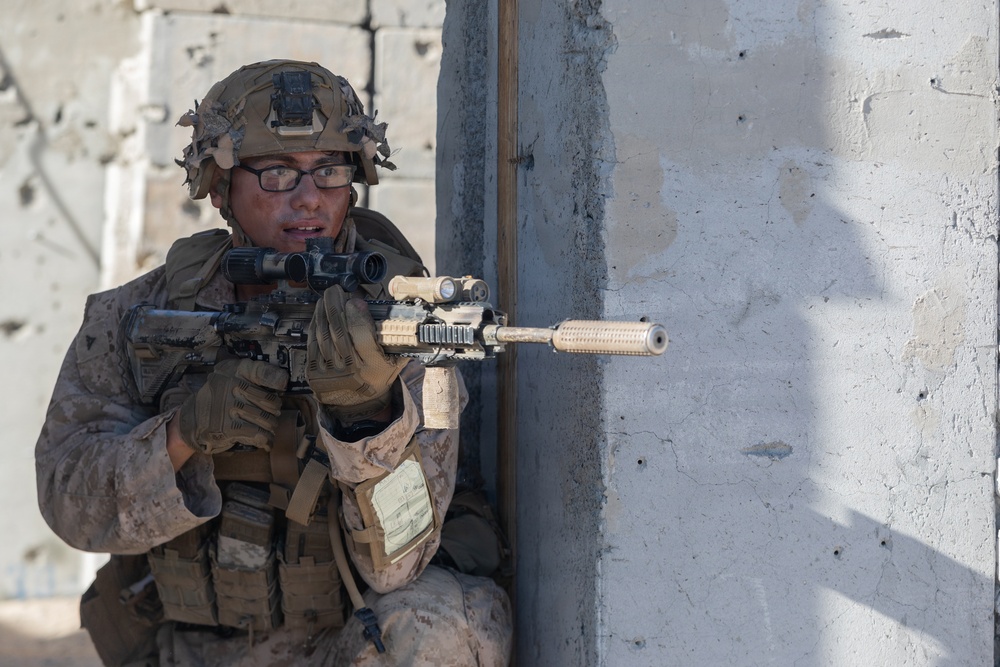 U.S. Marines with 3rd Bn., 7th Marines execute dry-fire event during SLTE