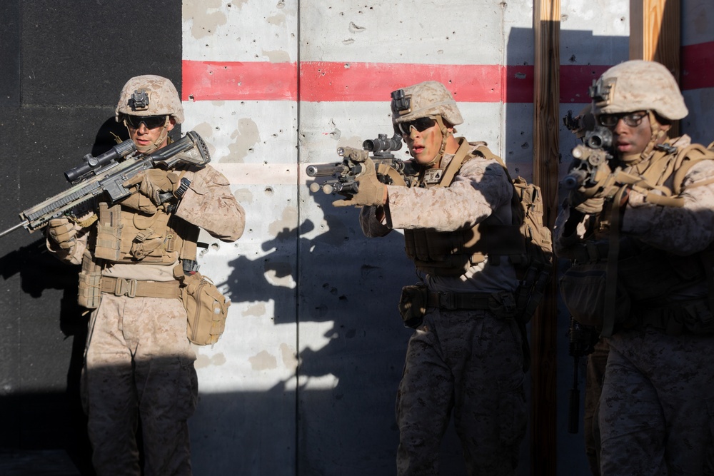 U.S. Marines with 3rd Bn., 7th Marines execute dry-fire event during SLTE