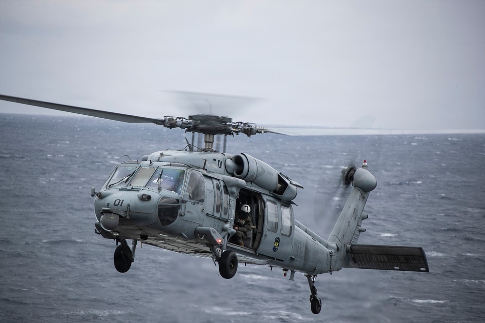 USS Tripoli Conducts Flight Operation with HSC 25