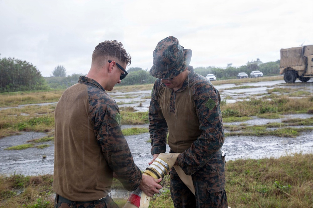 U.S. Marines establish FARP operations at Tinian