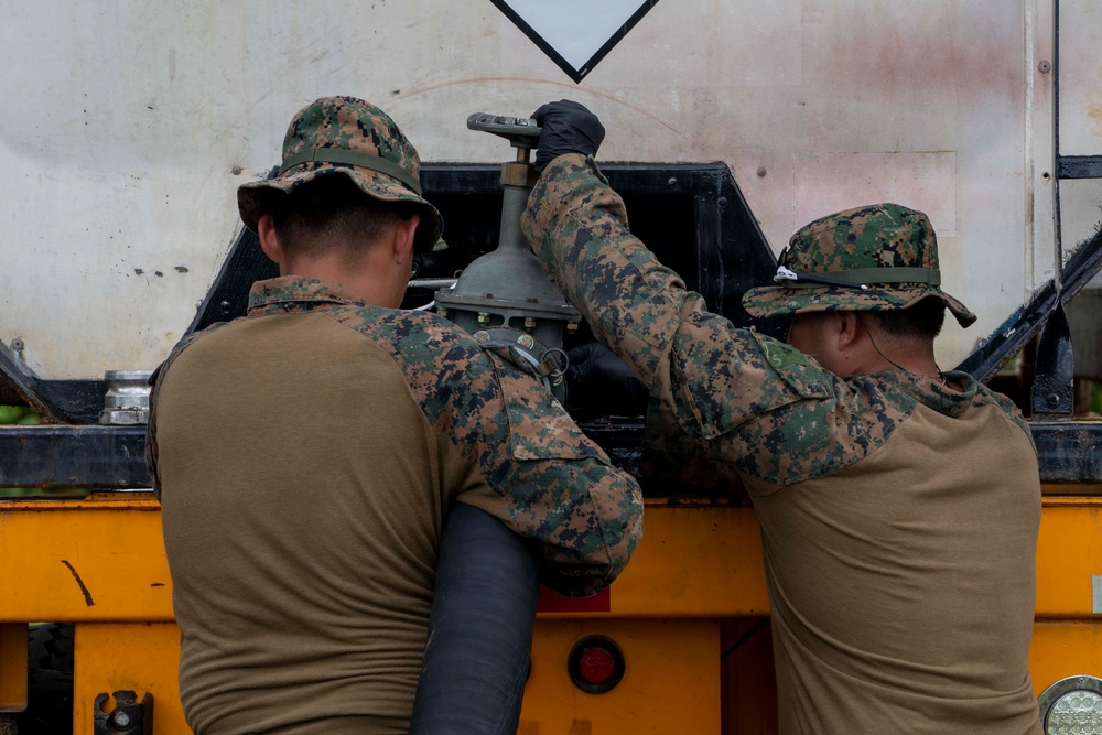 U.S. Marines establish FARP operations at Tinian