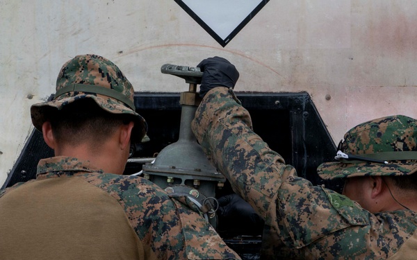 U.S. Marines establish FARP operations at Tinian