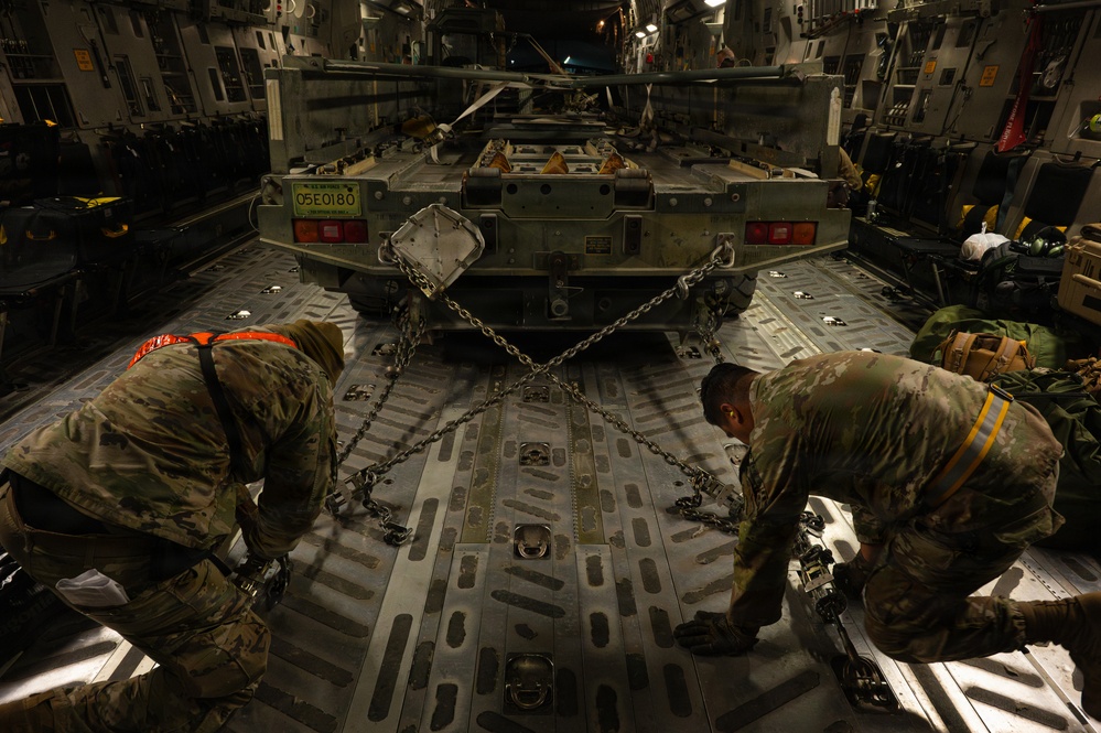 Airmen prepare cargo for transport in support of AFCENT exercise