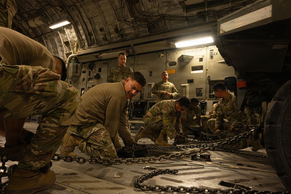 Airmen prepare cargo for transport in support of AFCENT exercise
