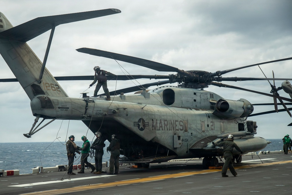 USS Tripoli Conducts Flight Ops with VMM 265