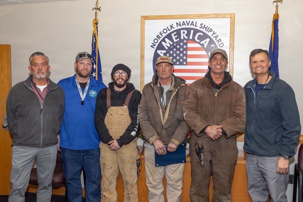 Norfolk Naval Shipyard and Naval Facilities Engineering Systems Command Mechanical Production Team Honored for Critical USS John Warner Support