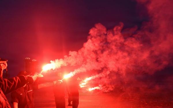 Coastguardsmen Train with Light Flares