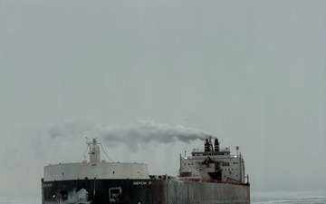 Coast Guard Cutter Neah Bay (WTGB 105) assists icebound vessel on Lake Erie