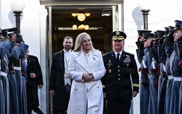 AG presents casing from 19-gun salute to Gov. Spanberger