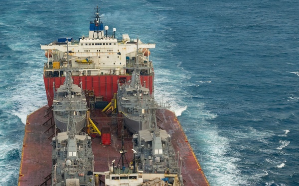 Merchant Vessel Transports Decommissioned U.S. Navy Avenger-class Mine Countermeasures Ships
