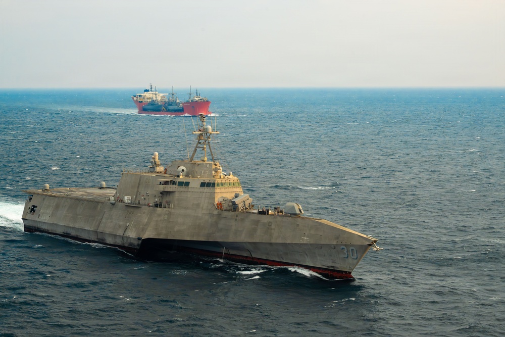 Merchant Vessel Transports Decommissioned U.S. Navy Avenger-class Mine Countermeasures Ships