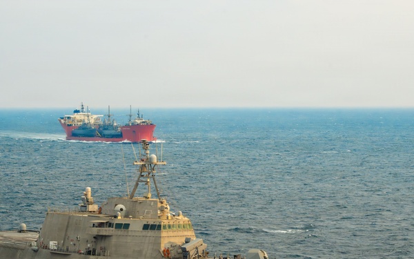 Merchant Vessel Transports Decommissioned U.S. Navy Avenger-class Mine Countermeasures Ships