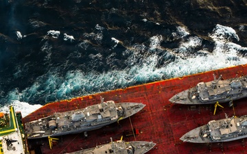 Merchant Vessel Transports Decommissioned U.S. Navy Avenger-class Mine Countermeasures Ships