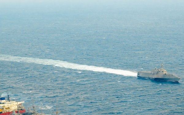 Merchant Vessel Transports Decommissioned U.S. Navy Avenger-class Mine Countermeasures Ships