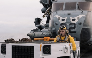 11th MEU Marines and Sailors conduct flight deck operations aboard USS Portland