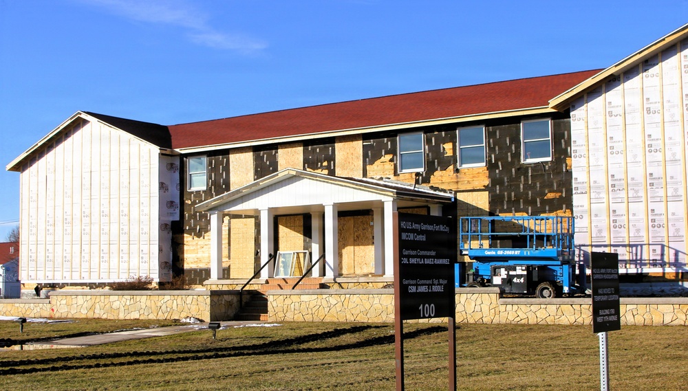 U.S. Army Garrison-Fort McCoy Headquarters building renovation continues; contractor works during winter months