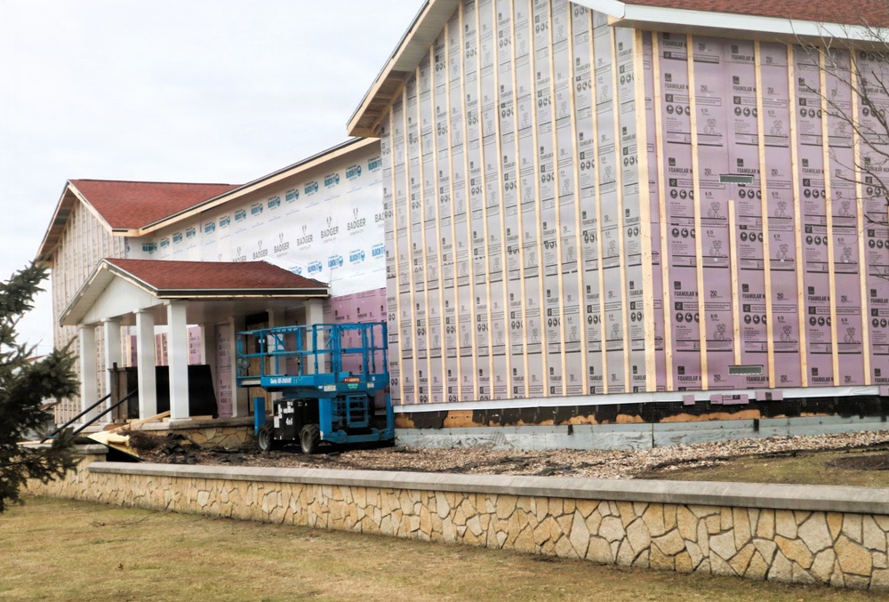 U.S. Army Garrison-Fort McCoy Headquarters building renovation continues; contractor works during winter months