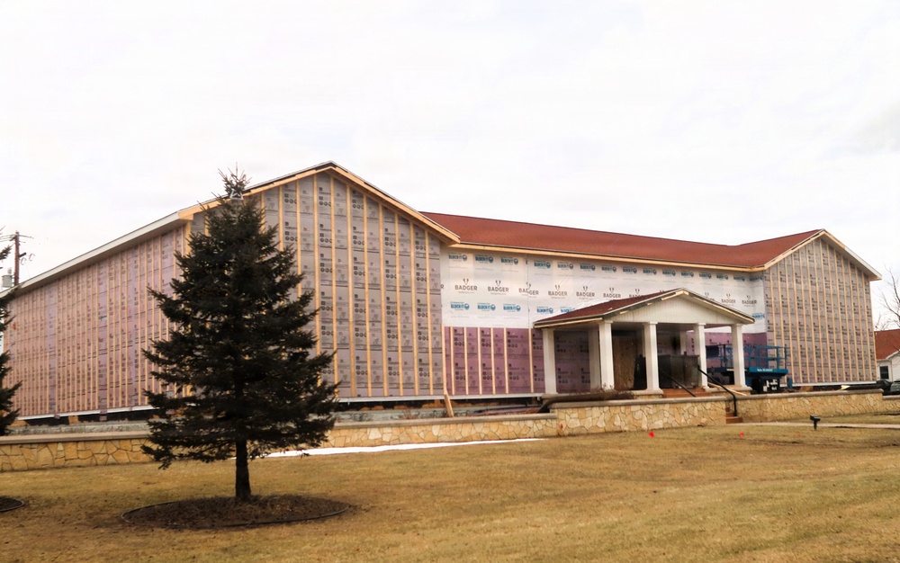 U.S. Army Garrison-Fort McCoy Headquarters building renovation continues; contractor works during winter months