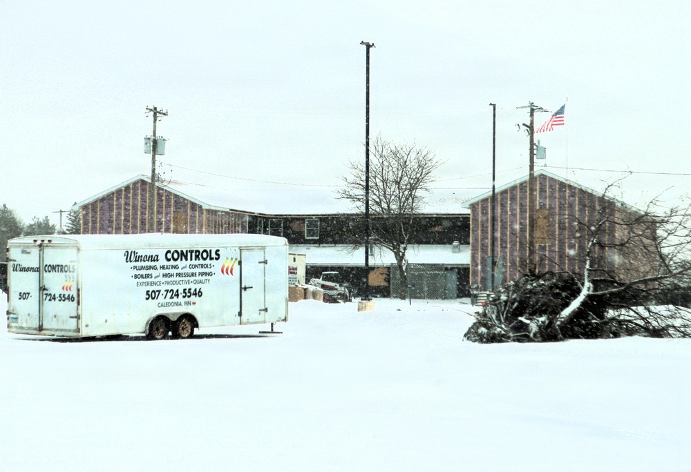U.S. Army Garrison-Fort McCoy Headquarters building renovation continues; contractor works during winter months