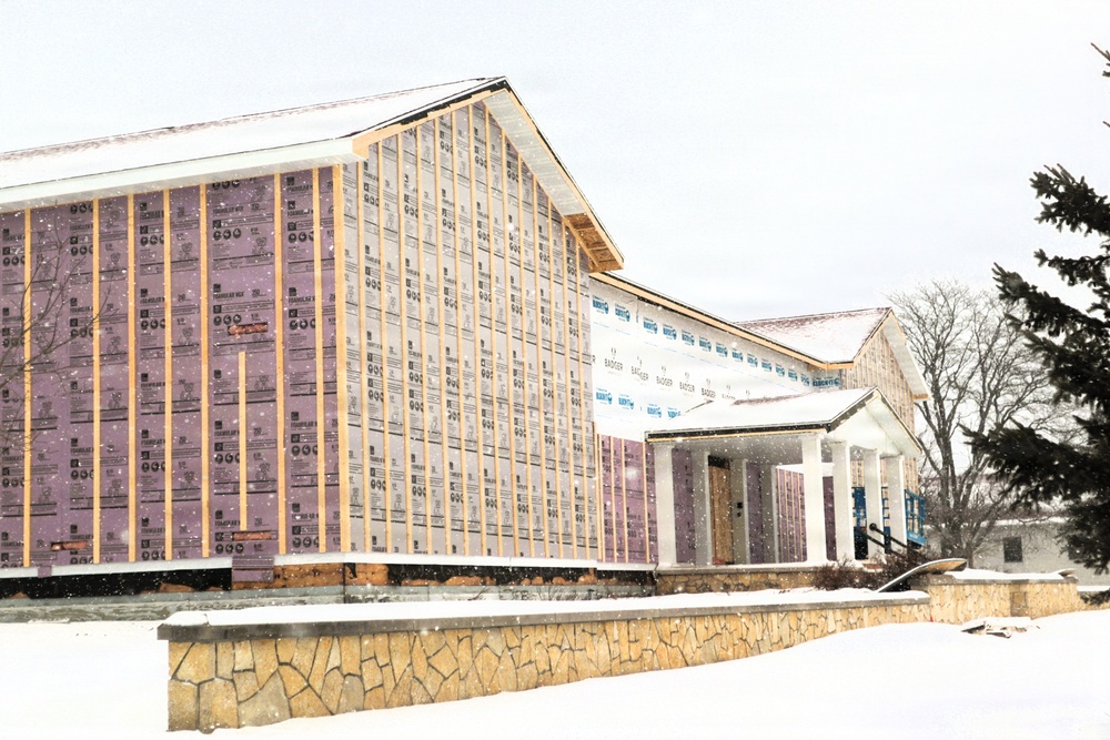 U.S. Army Garrison-Fort McCoy Headquarters building renovation continues; contractor works during winter months