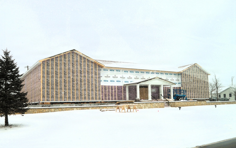 U.S. Army Garrison-Fort McCoy Headquarters building renovation continues; contractor works during winter months
