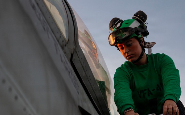 Abraham Lincoln conducts routine aircraft maintenance