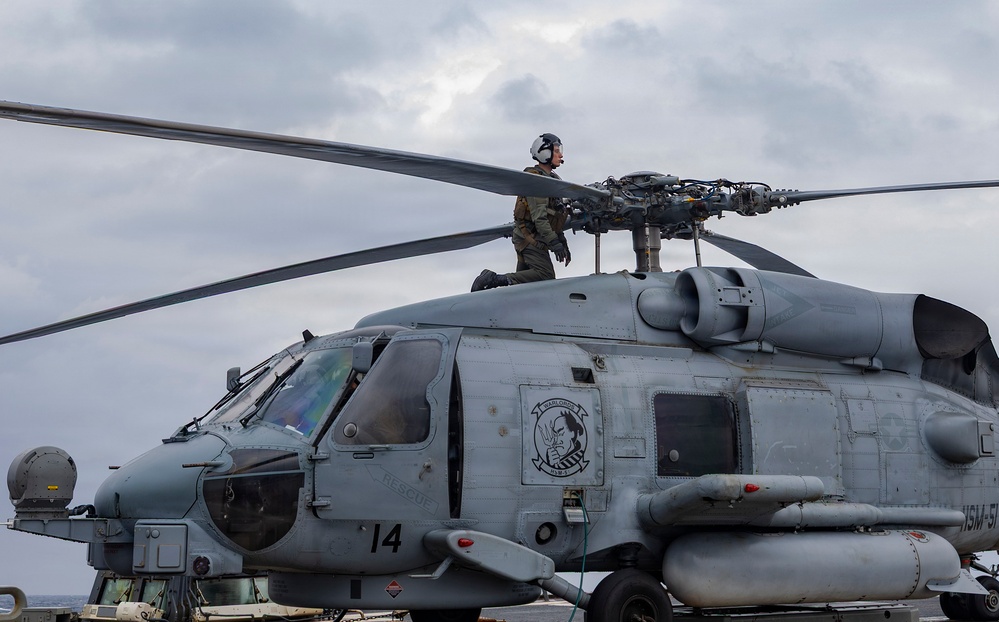Sailors Aboard USS Dewey Conduct Flight Operations in the Philippine Sea