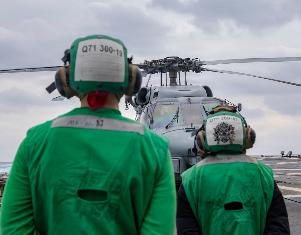 Sailors Aboard USS Dewey Conduct Flight Operations in the Philippine Sea