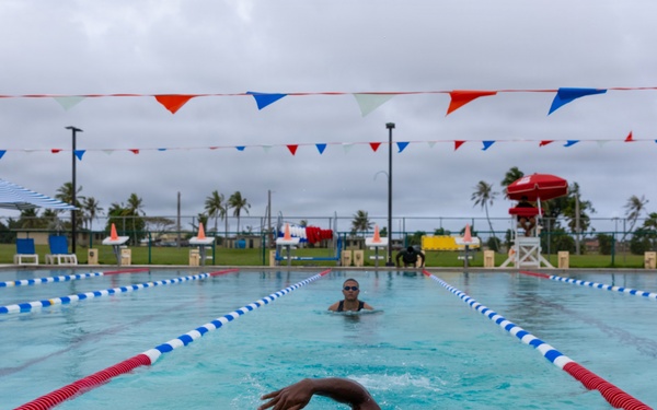 Camp Blaz Marines participate in a pool PT