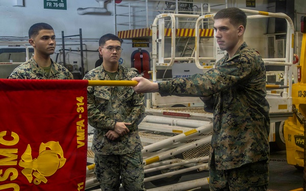 Marine Corps conducts drill training aboard Abraham Lincoln
