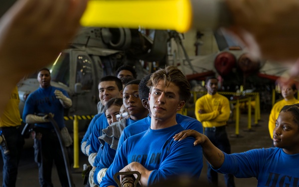 Abraham Lincoln conducts firefighting drill