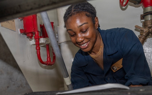 Abraham Lincoln conducts routine maintenance