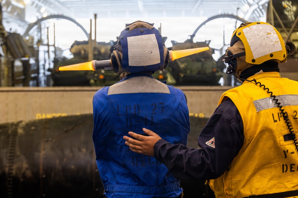 11th MEU Marines, Sailors Conduct Well Deck Operations Aboard USS Portland
