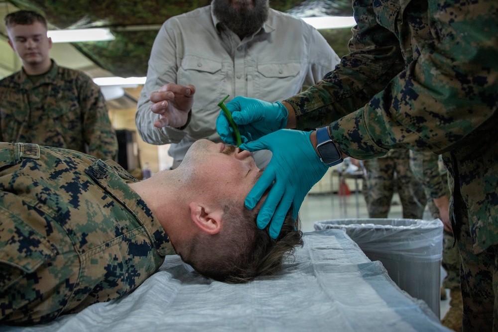 U.S. Marines train during Combat Lifesaver Course