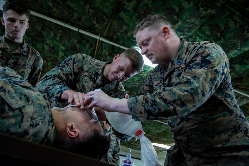 U.S. Marines train during Combat Lifesaver Course