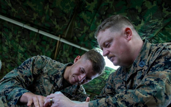 U.S. Marines train during Combat Lifesaver Course