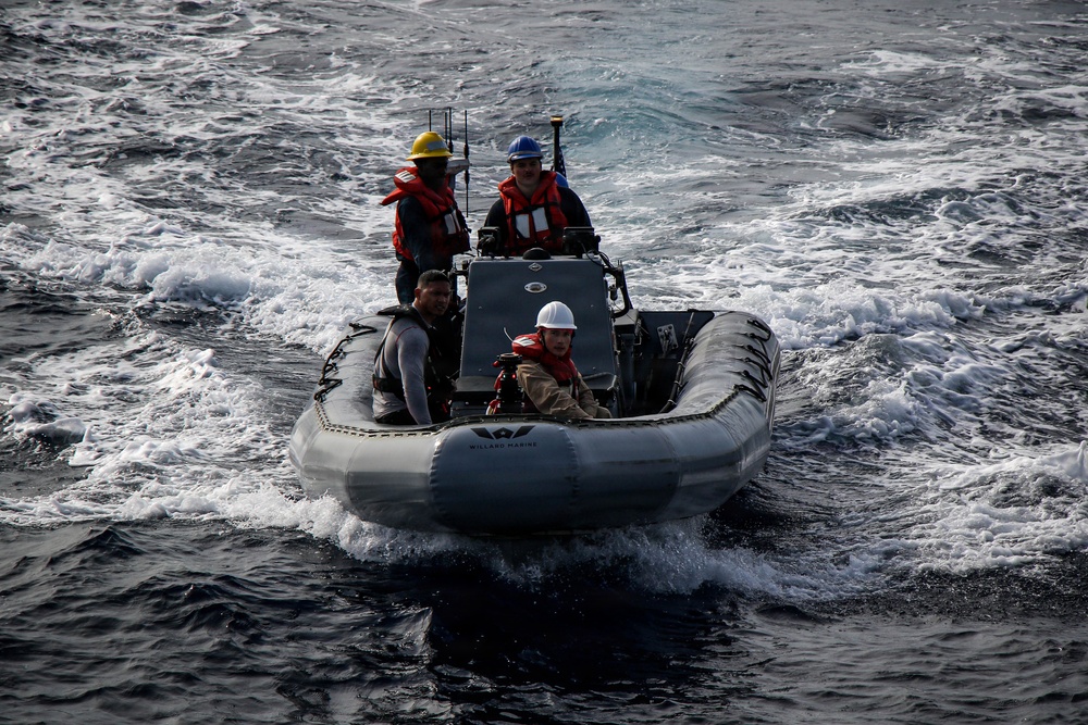 Frank E. Petersen Jr. conducts small boat operations