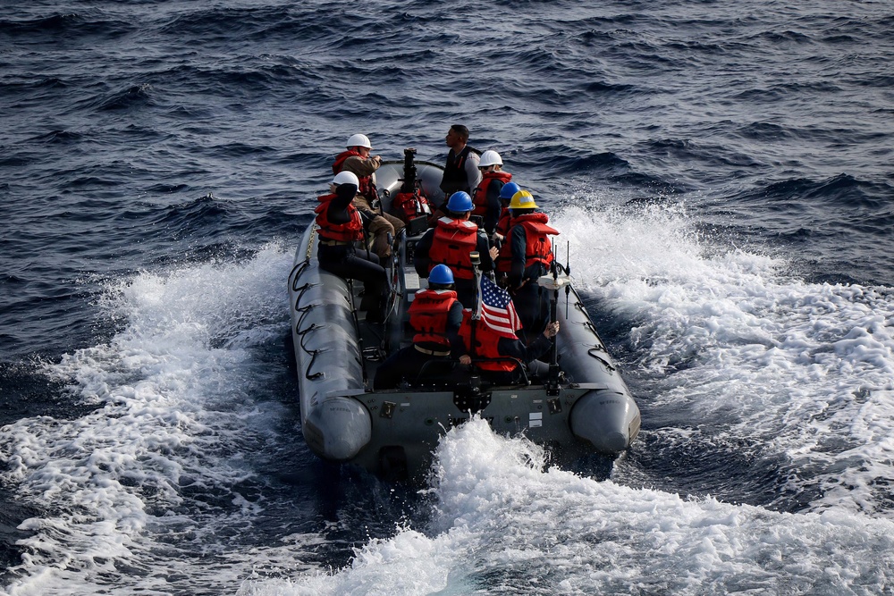 Frank E. Petersen Jr. conducts small boat operations