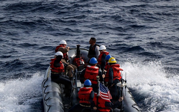 Frank E. Petersen Jr. conducts small boat operations