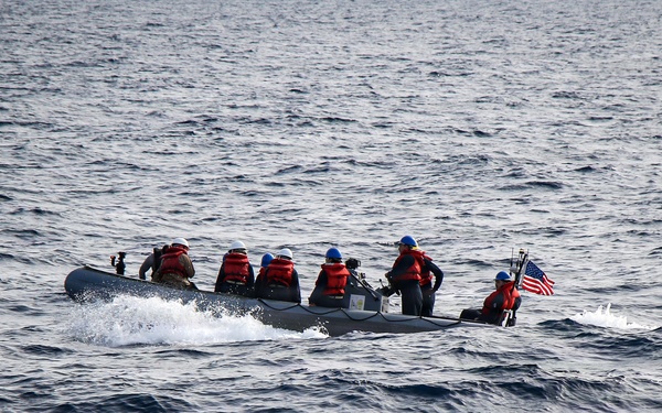 Frank E. Petersen Jr. conducts small boat operations