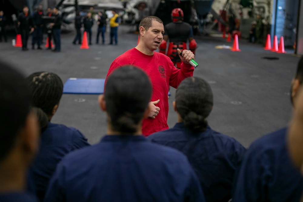 USS Tripoli Sailors Go Through the Non-Lethal Weapons Course