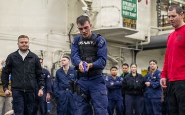 USS Tripoli Sailors Go Through the Non-Lethal Weapons Course