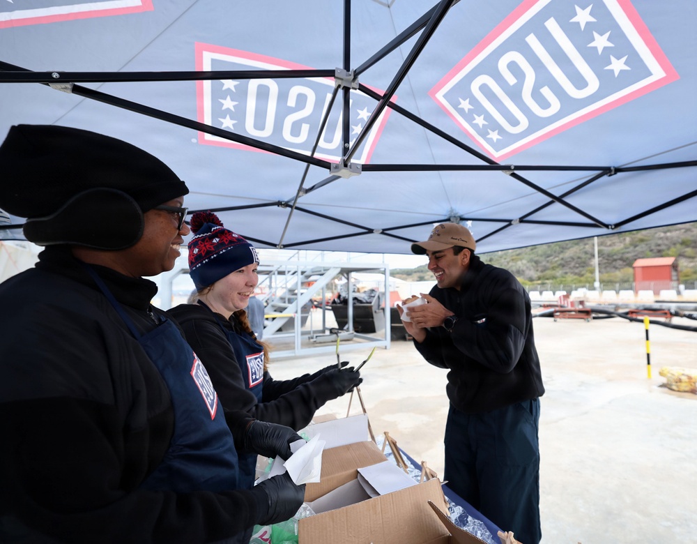 USO Hosts Morning Coffee for USS Roosevelt (DDG 80) Deployed Sailors