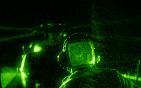USS Theodore Roosevelt Conducts Nighttime Helicopter Operations
