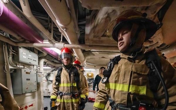 USS Theodore Roosevelt Conducts Firefighting Drills