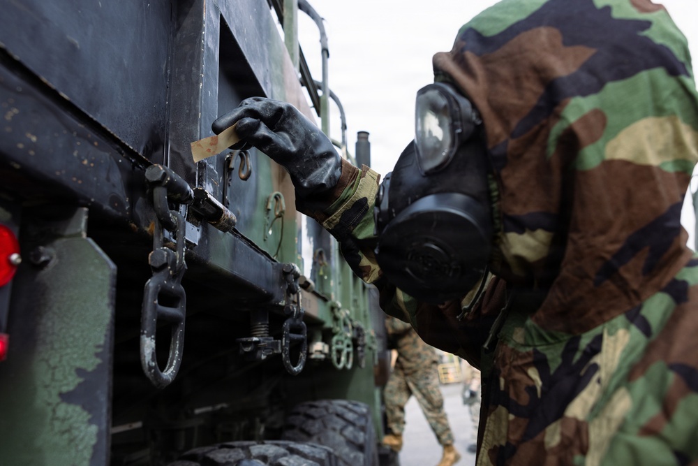 U.S. Marines with 1st Marine Division and 1st MLG conduct CBRN training