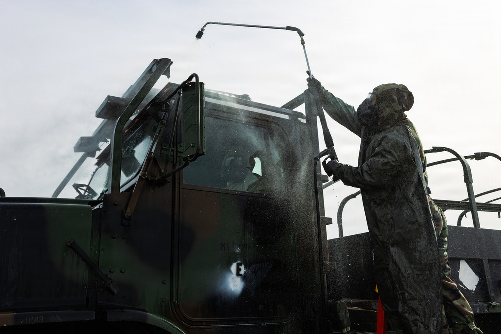 U.S. Marines with 1st Marine Division and 1st MLG conduct CBRN training