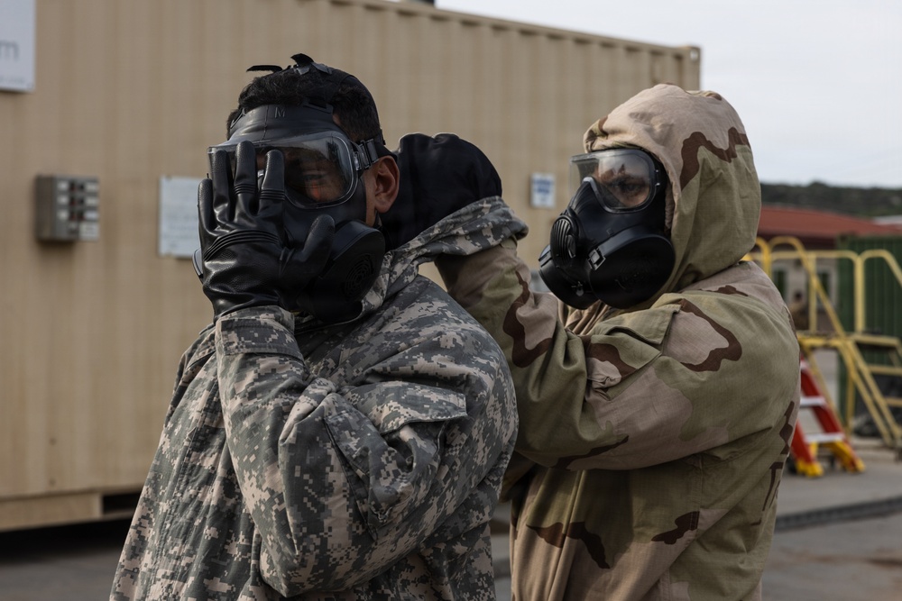 U.S. Marines with 1st Marine Division and 1st MLG conduct CBRN training