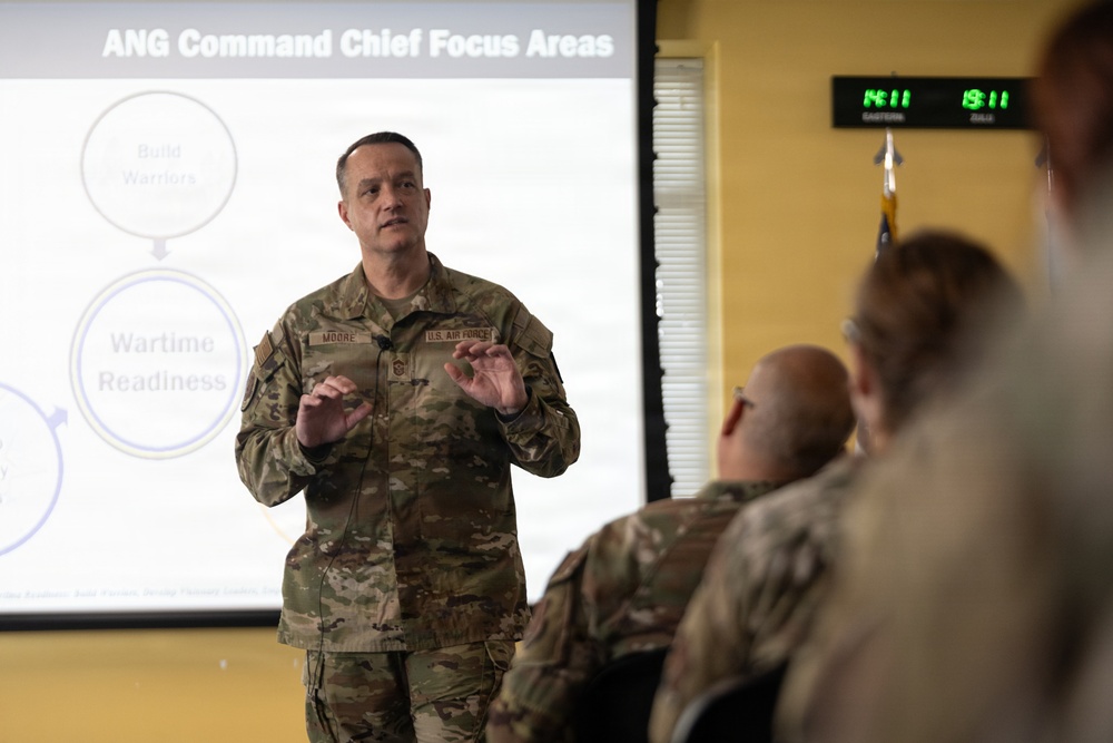 CMSgt Moore ANG Command Chief visits 156th Wing